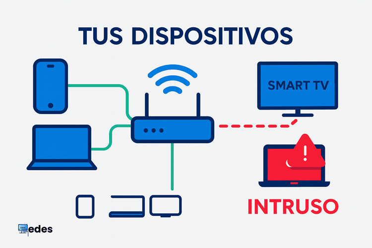 Diagrama que ilustra cómo un intruso se conecta a una red para robar WiFi.